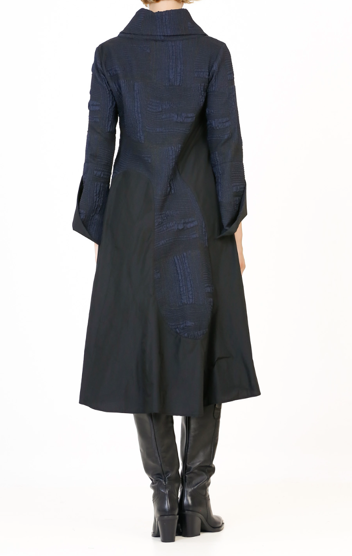 Wide Collar Dress - Navy Blue